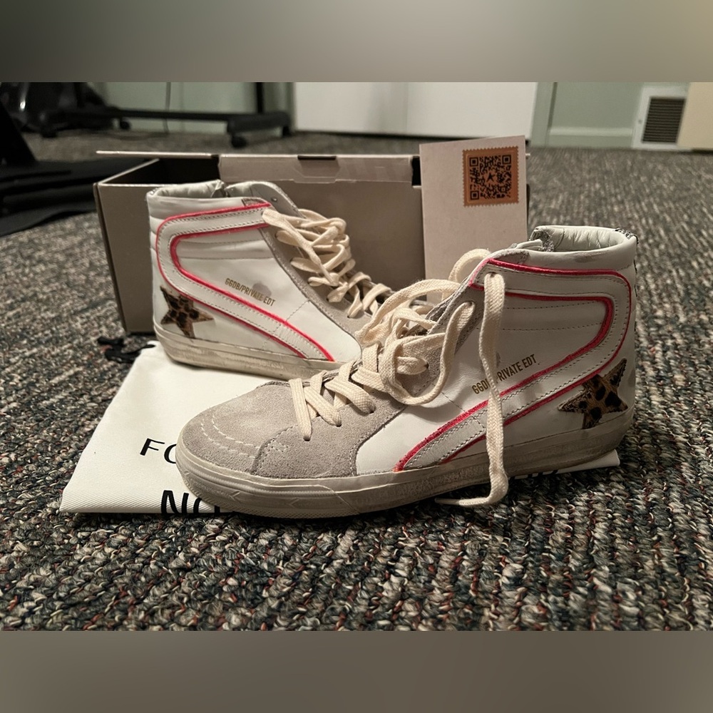 Golden Goose Deluxe Brand GGDB Slides Size 37 leopard glitter w box & pa…